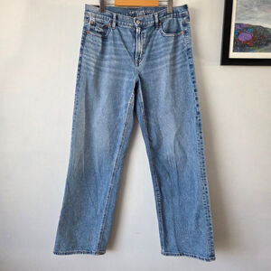 American Eagle Stovepipe Jeans Size 10 Long High Rise Medium Wash Straight Leg